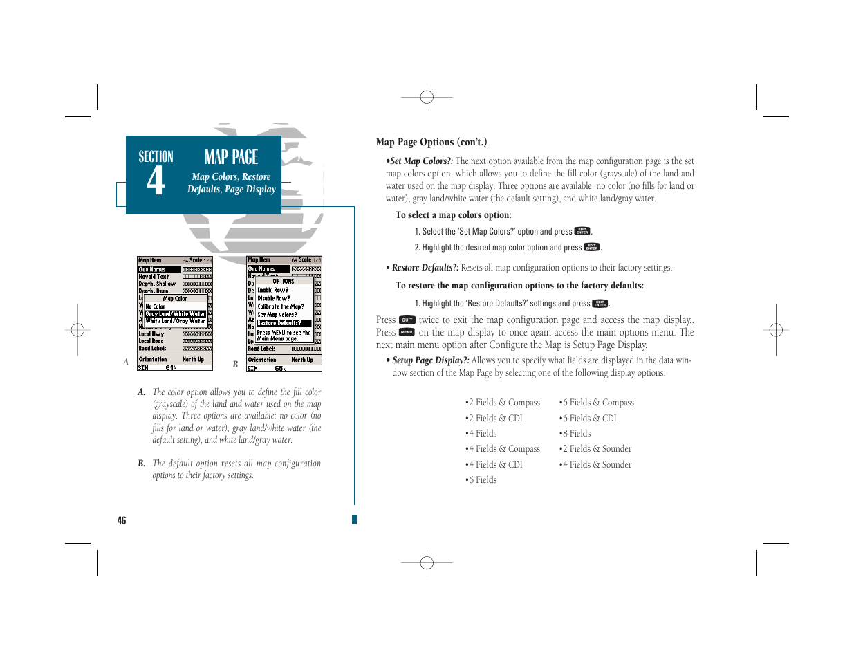 Getting start- ed, Map page | Garmin GPSMAP 235 Sounder User Manual | Page 56 / 119