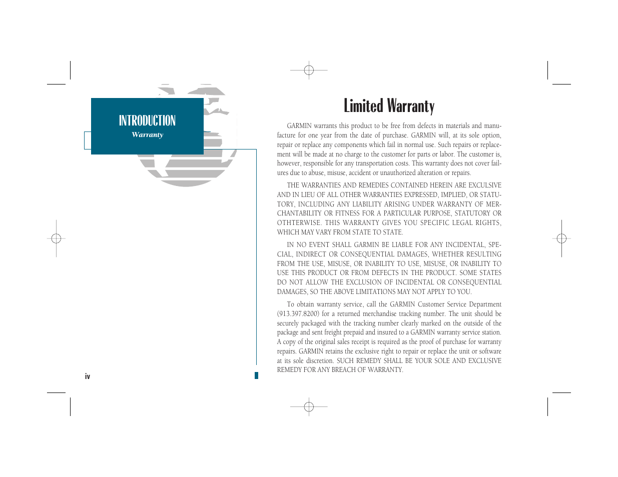 Limited warranty, Introduction | Garmin GPSMAP 235 Sounder User Manual | Page 6 / 119