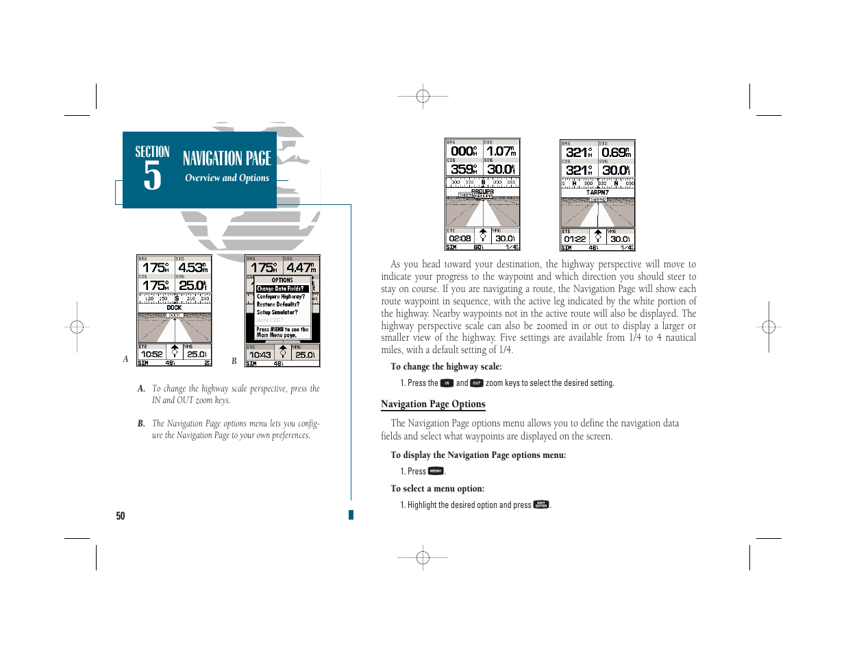 Navigation page | Garmin GPSMAP 235 Sounder User Manual | Page 60 / 119