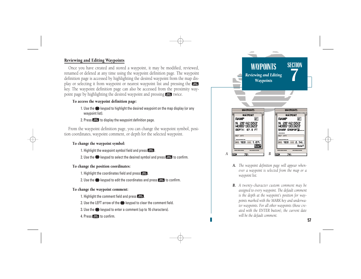 Getting start- ed, Waypoints | Garmin GPSMAP 235 Sounder User Manual | Page 67 / 119