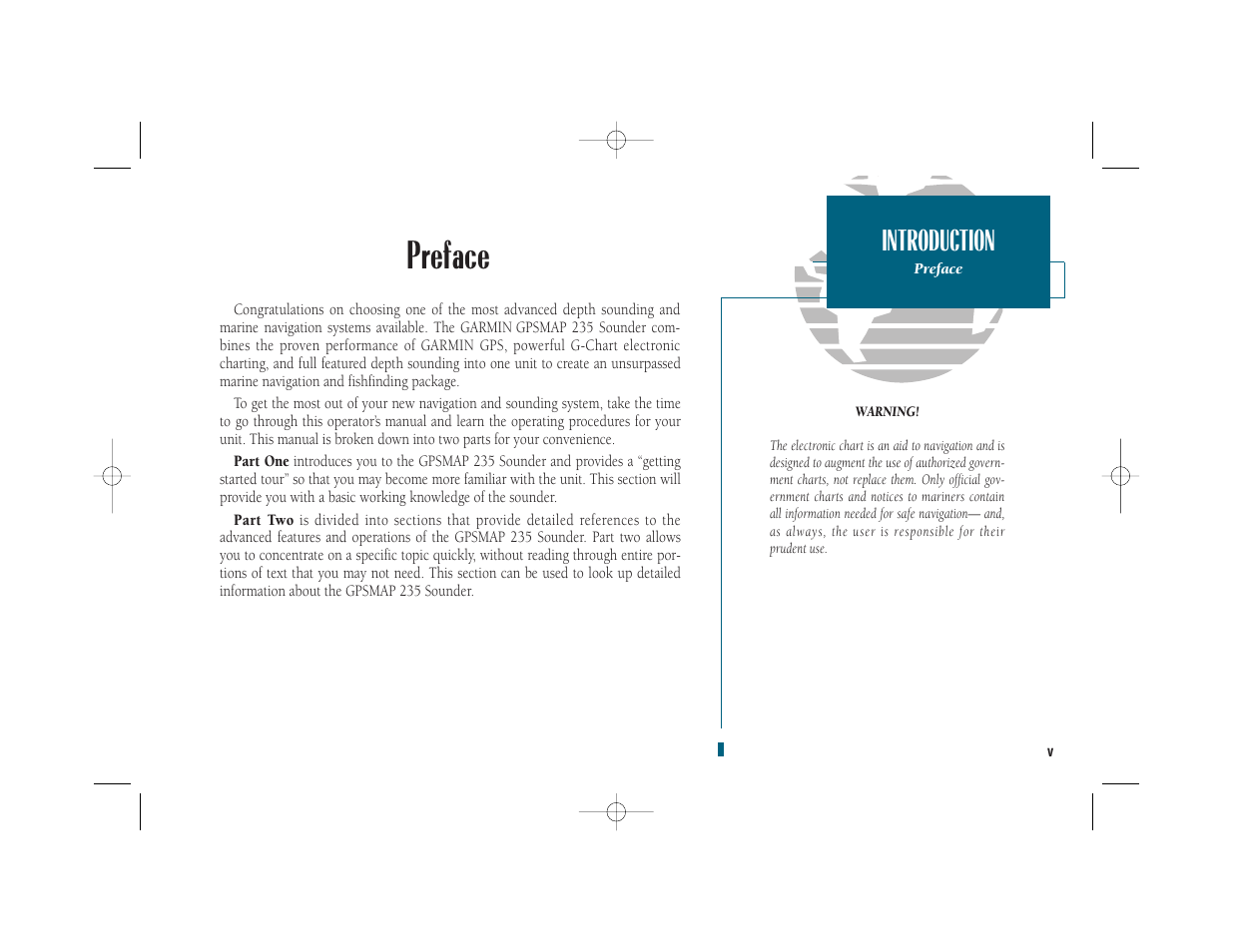 Preface, Introduction | Garmin GPSMAP 235 Sounder User Manual | Page 7 / 119