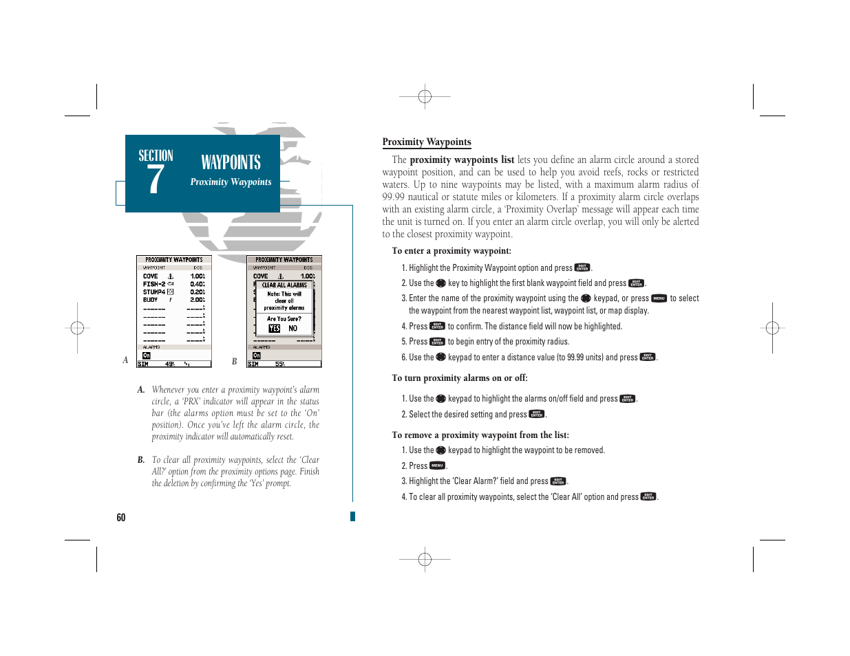 Getting start- ed, Waypoints | Garmin GPSMAP 235 Sounder User Manual | Page 70 / 119