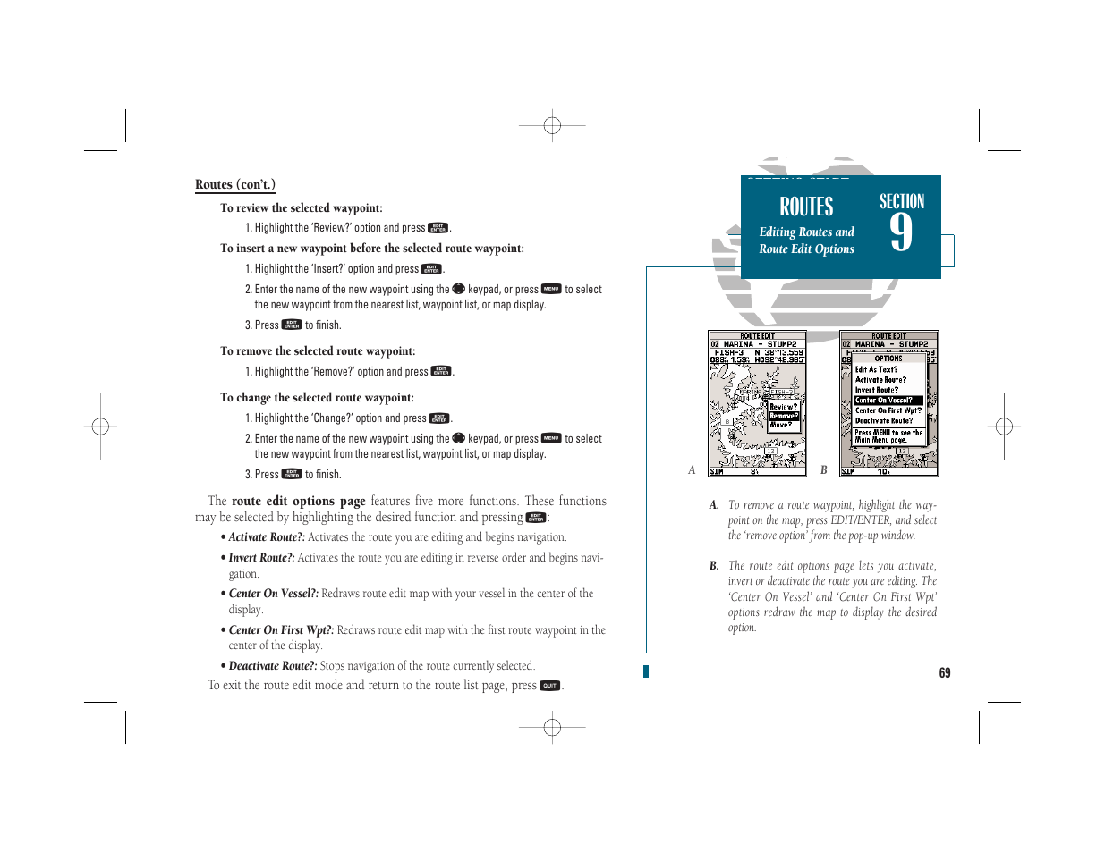 Getting start- ed, Routes | Garmin GPSMAP 235 Sounder User Manual | Page 79 / 119