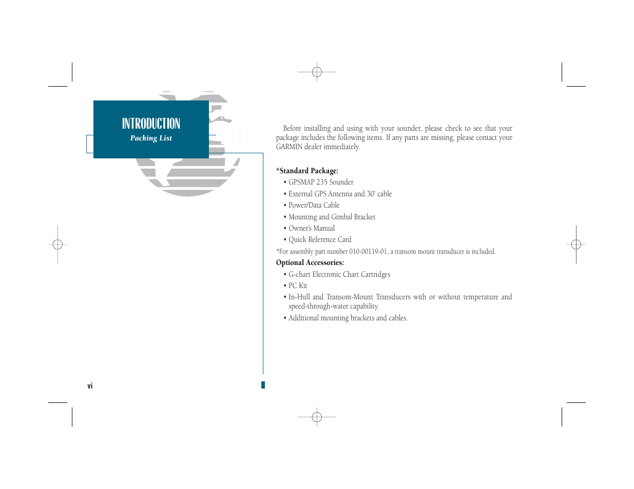 Introduction | Garmin GPSMAP 235 Sounder User Manual | Page 8 / 119