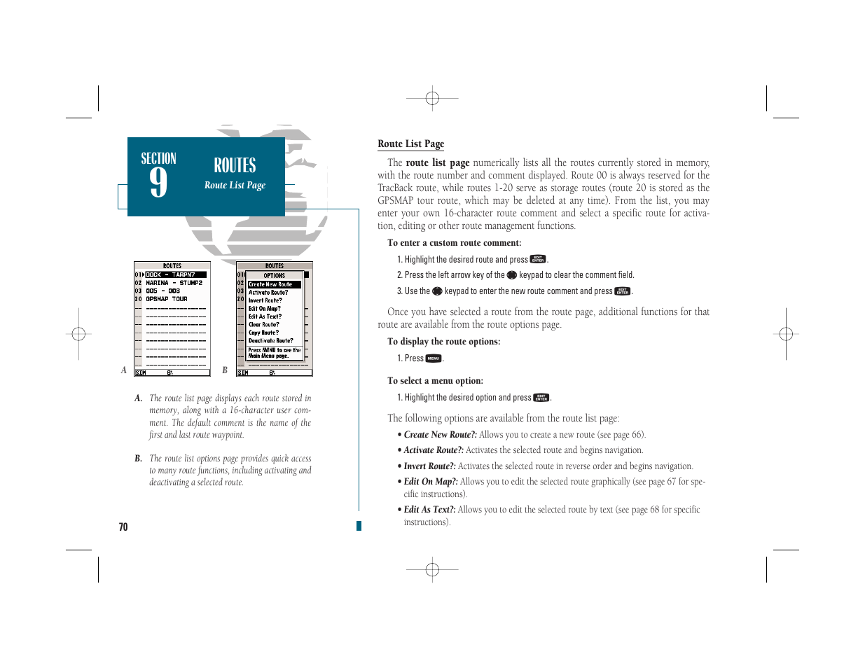 Getting start- ed, Routes | Garmin GPSMAP 235 Sounder User Manual | Page 80 / 119