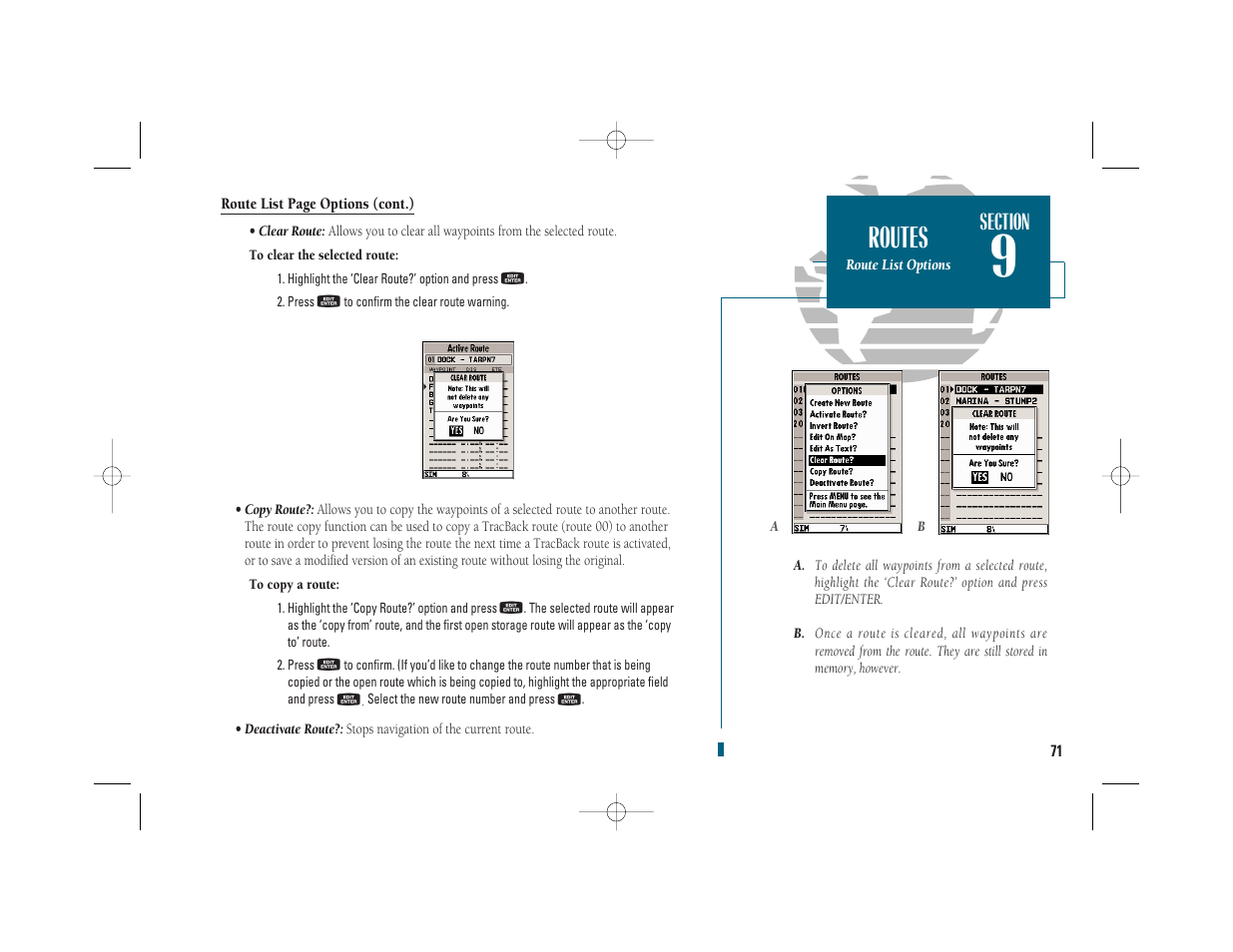 Getting start- ed, Routes | Garmin GPSMAP 235 Sounder User Manual | Page 81 / 119