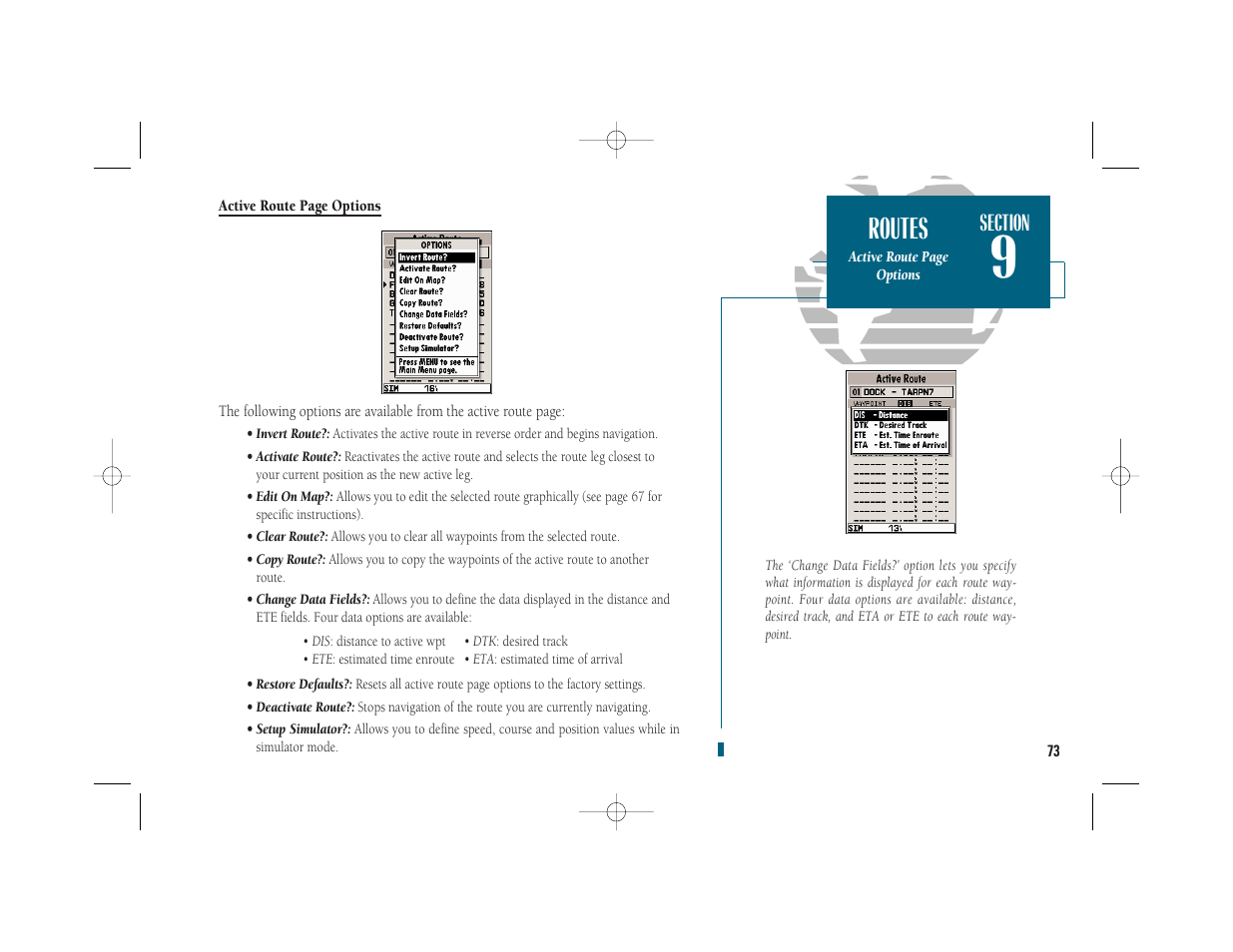 Getting start- ed, Routes | Garmin GPSMAP 235 Sounder User Manual | Page 83 / 119