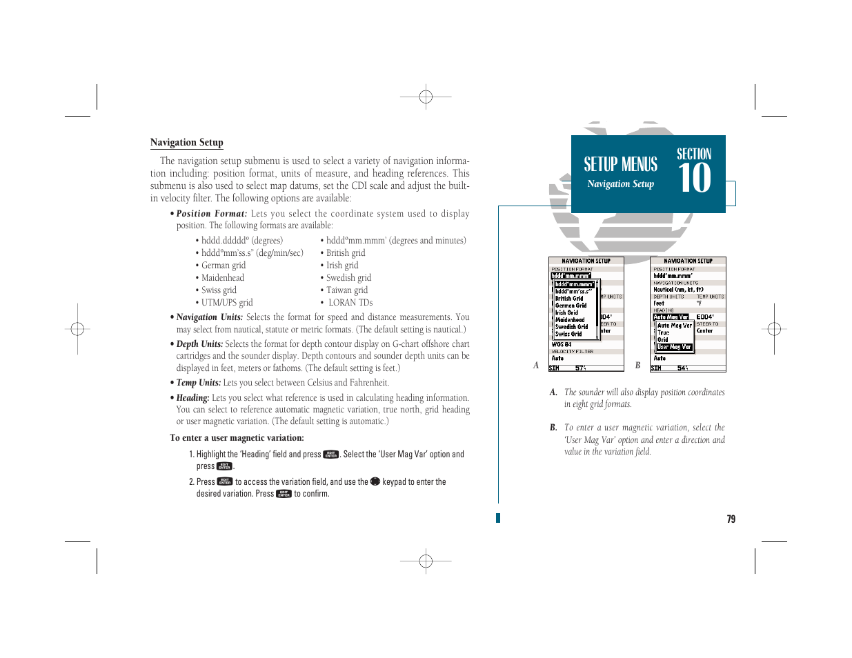 Getting start- ed, Setup menus | Garmin GPSMAP 235 Sounder User Manual | Page 89 / 119