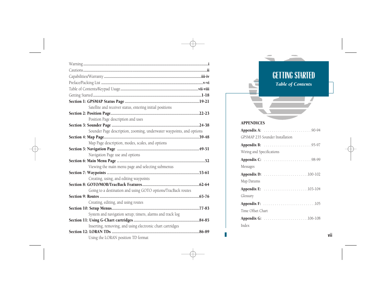 Getting started | Garmin GPSMAP 235 Sounder User Manual | Page 9 / 119