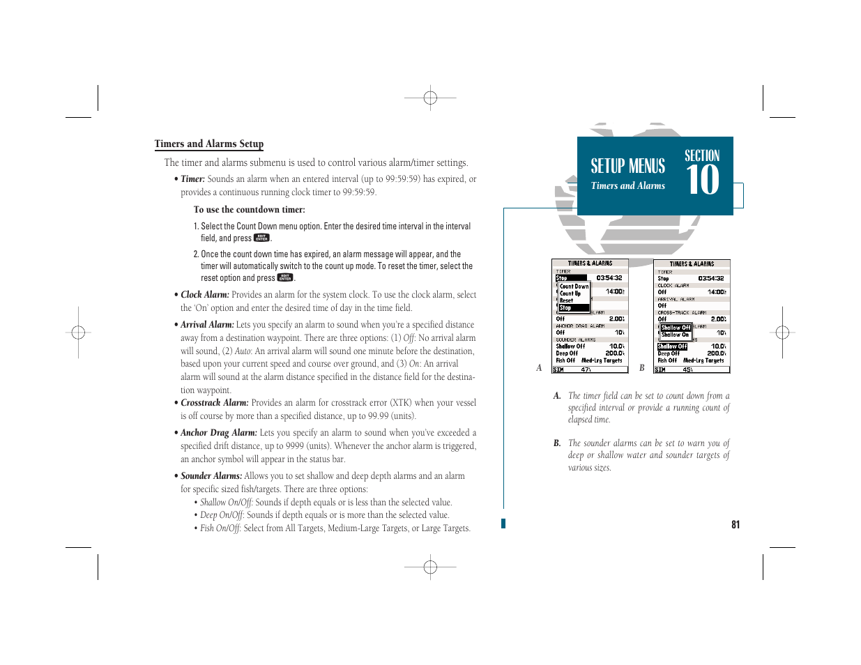 Getting start- ed, Setup menus | Garmin GPSMAP 235 Sounder User Manual | Page 91 / 119