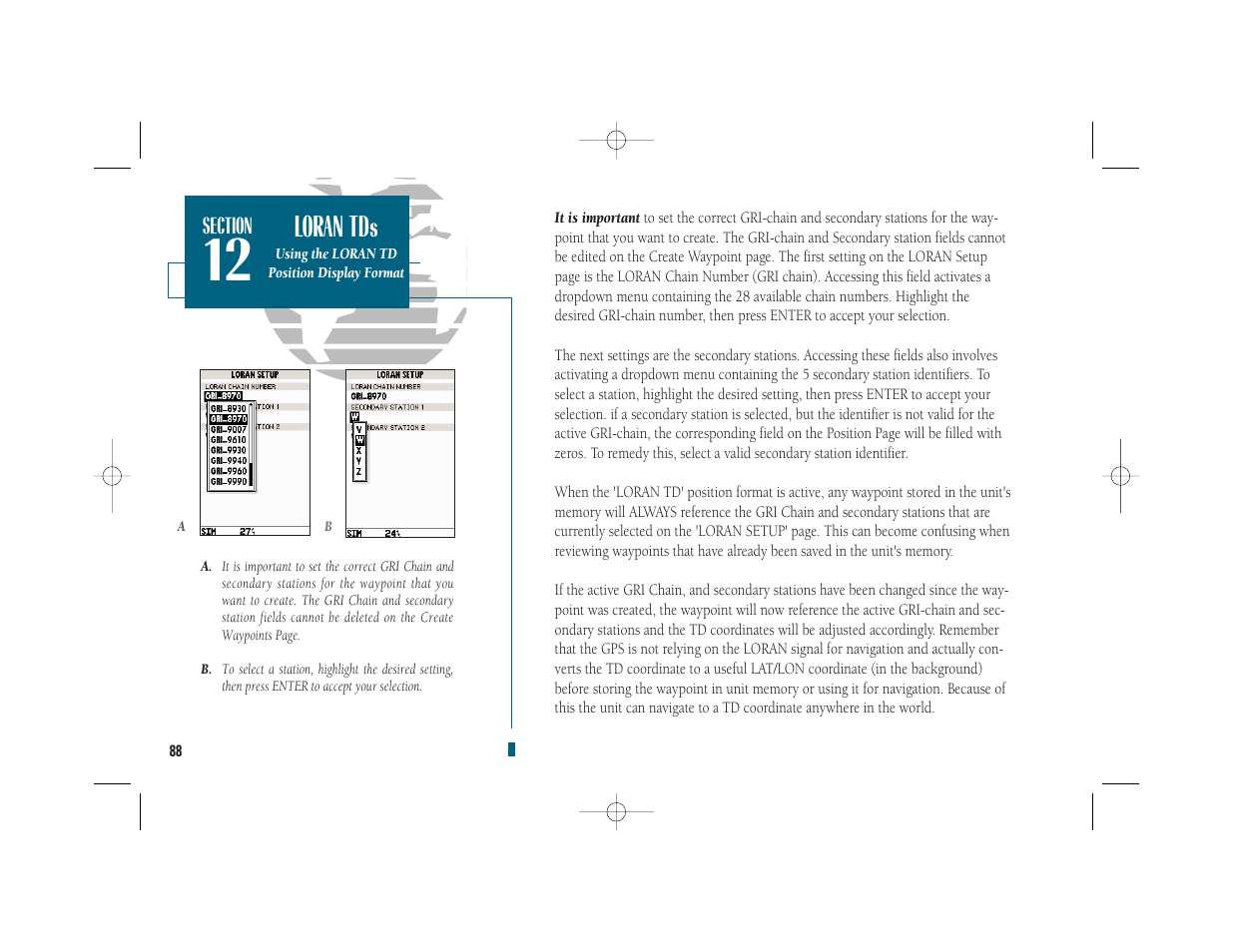 Loran tds | Garmin GPSMAP 235 Sounder User Manual | Page 98 / 119