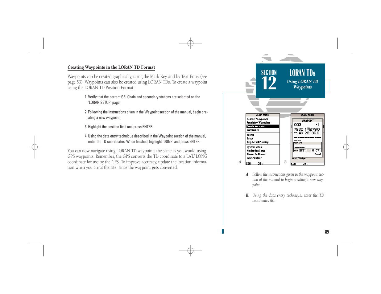 Loran tds | Garmin GPSMAP 235 Sounder User Manual | Page 99 / 119