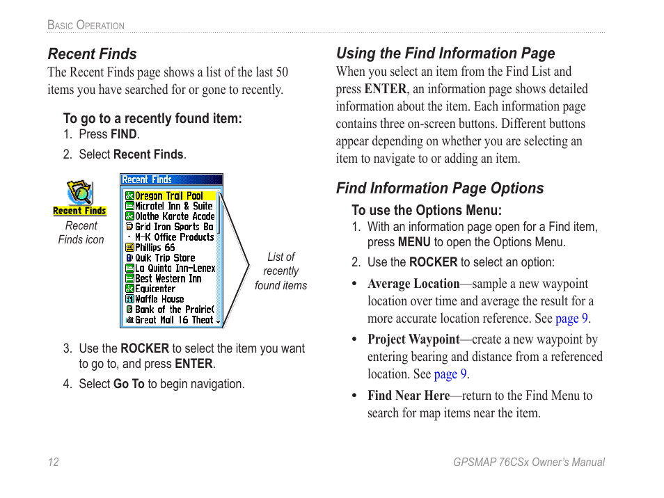 Garmin GPSMAP 76CSx User Manual | Page 18 / 64