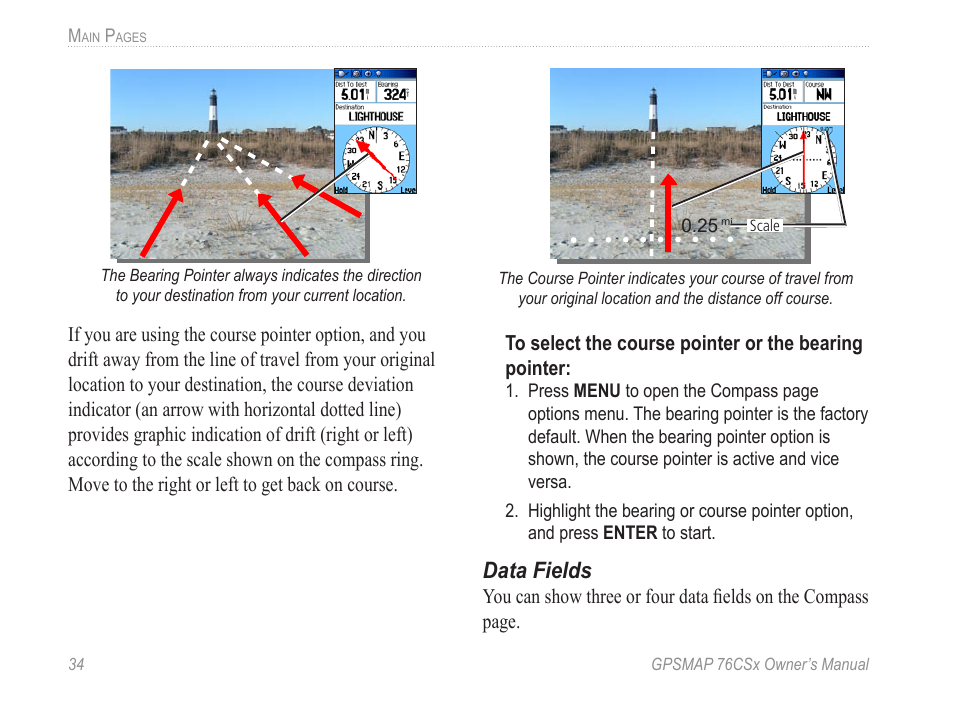 Data fields | Garmin GPSMAP 76CSx User Manual | Page 40 / 64