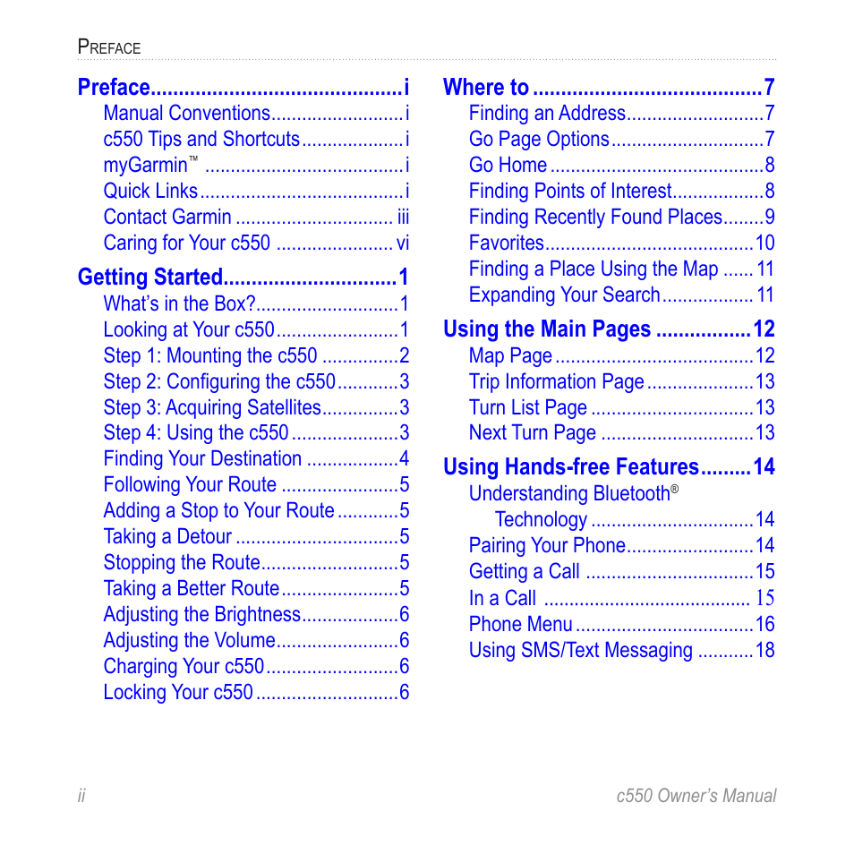 Garmin StreetPilot c550 User Manual | Page 4 / 52