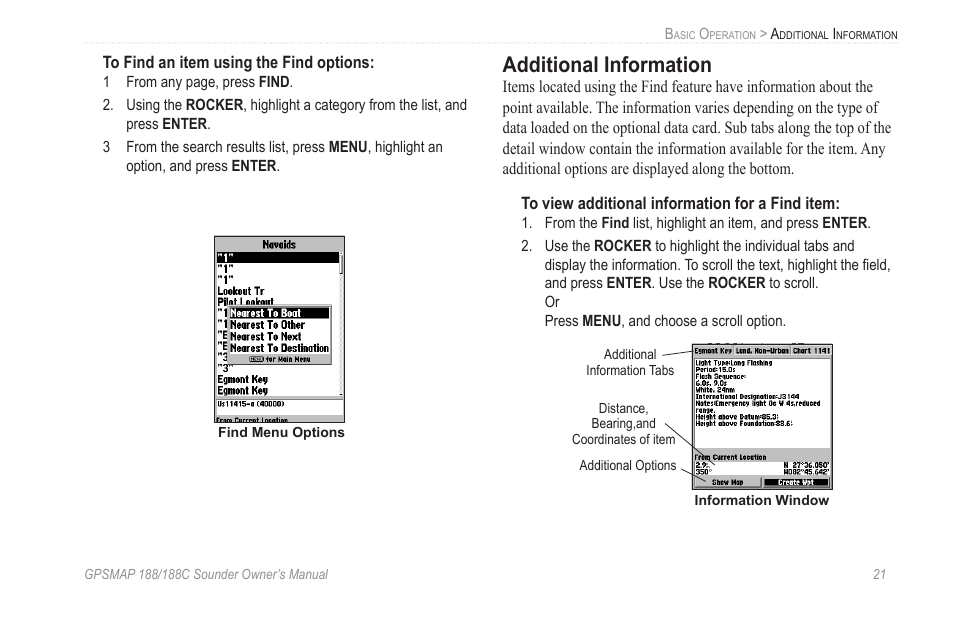 Additional information | Garmin GPSMAP 188C Sounder User Manual | Page 27 / 126