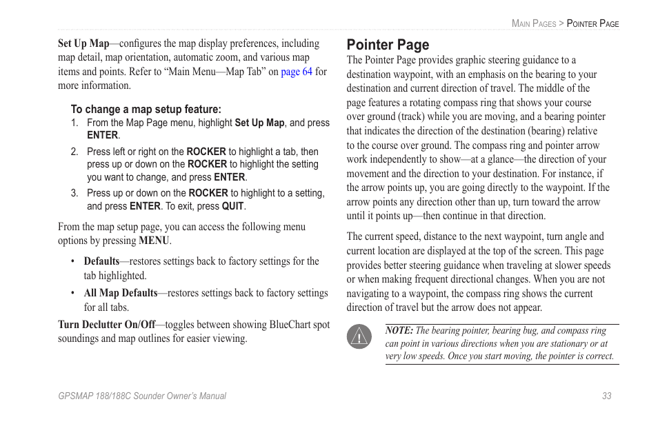 Pointer page | Garmin GPSMAP 188C Sounder User Manual | Page 39 / 126