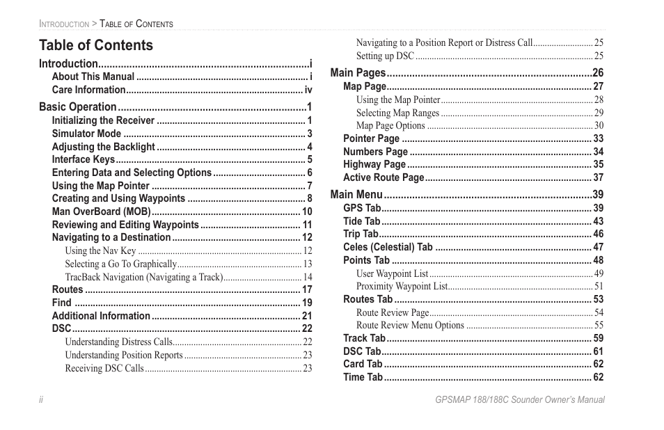 Garmin GPSMAP 188C Sounder User Manual | Page 4 / 126