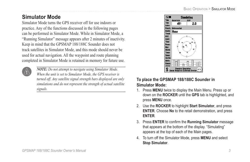 Simulator mode | Garmin GPSMAP 188C Sounder User Manual | Page 9 / 126