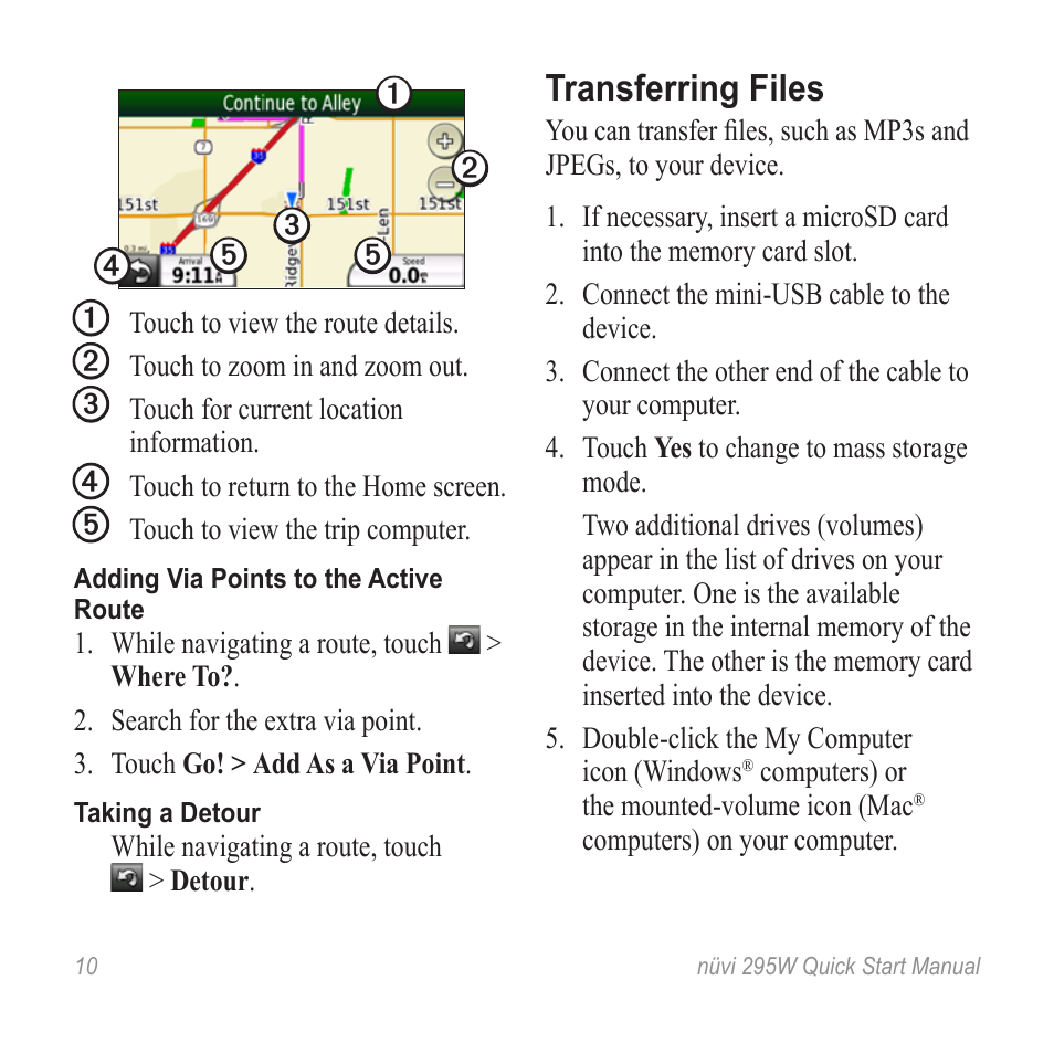 Transferring files | Garmin nuvi 295W User Manual | Page 10 / 16