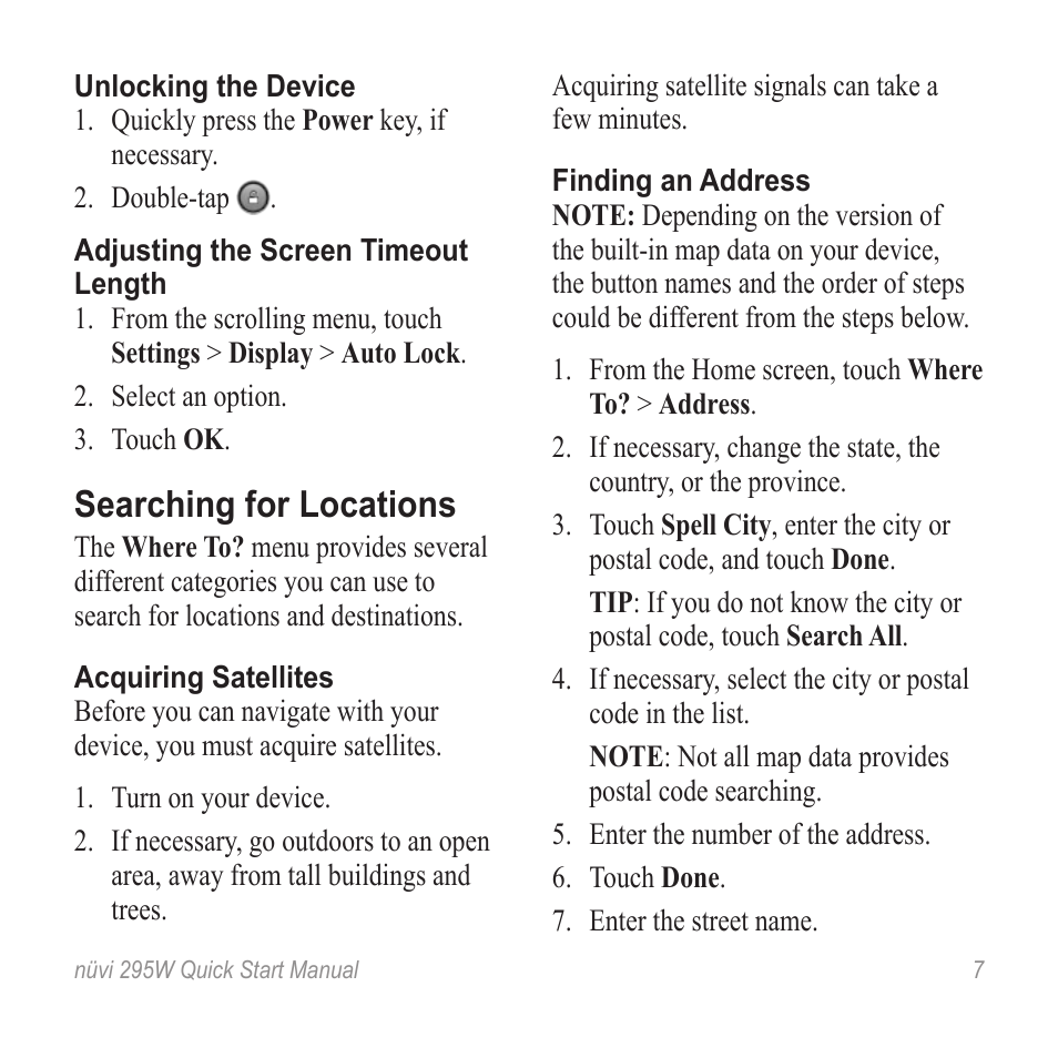 Searching for locations | Garmin nuvi 295W User Manual | Page 7 / 16