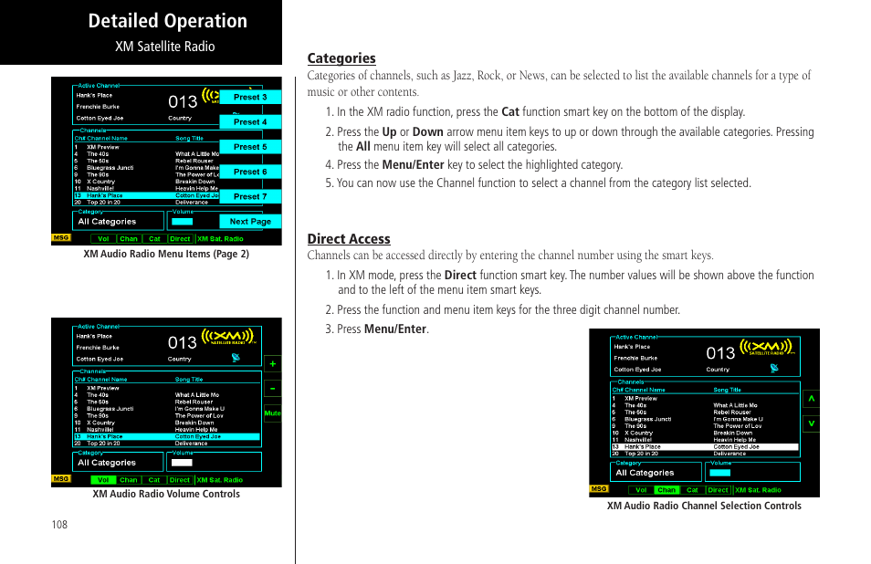 Categories, Direct access, Categories direct access | Detailed operation | Garmin MX20 User Manual | Page 120 / 152
