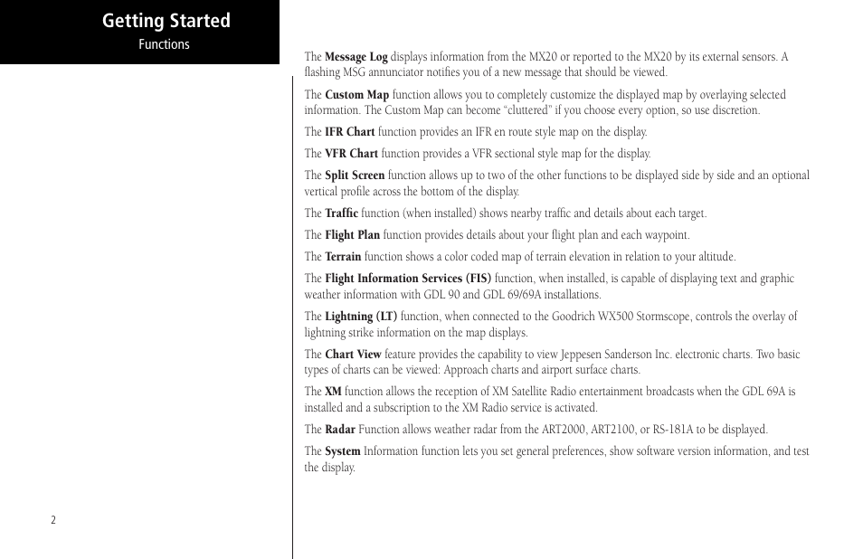 Getting started | Garmin MX20 User Manual | Page 14 / 152