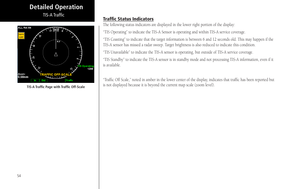 Traffic status indicators, Detailed operation | Garmin MX20 User Manual | Page 66 / 152