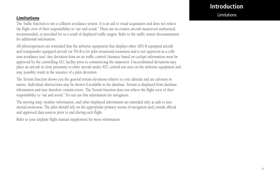 Limitations, Introduction | Garmin MX20 User Manual | Page 7 / 152