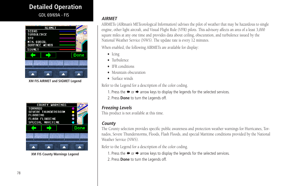 Airmet, Freezing levels, County | Airmet freezing levels county, Detailed operation | Garmin MX20 User Manual | Page 90 / 152