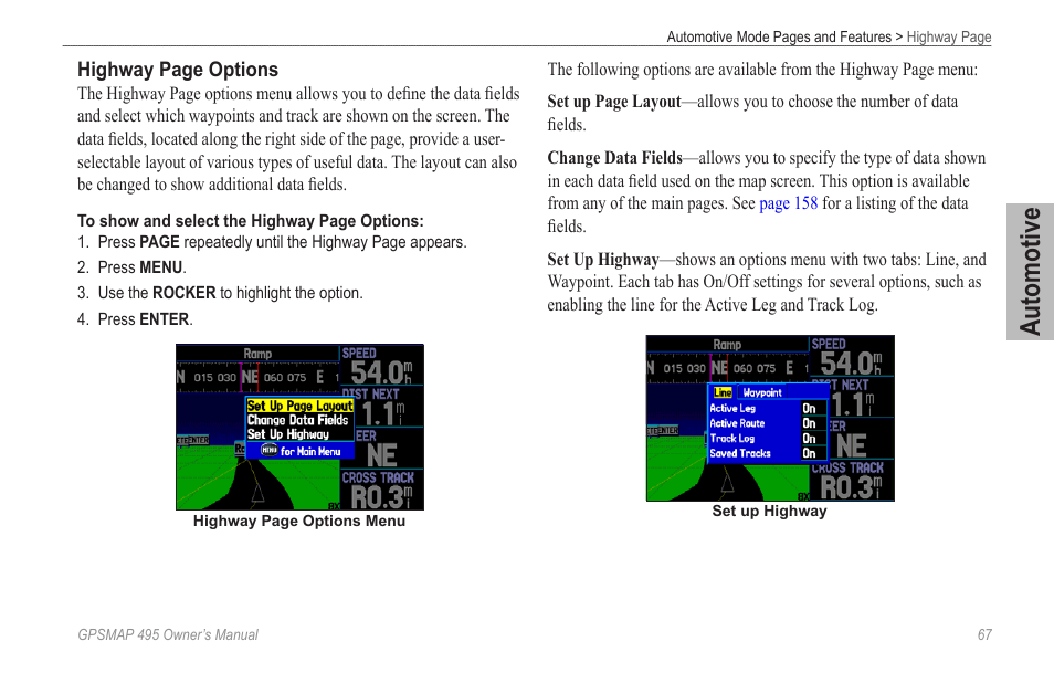 Automotive | Garmin GPSMAP 495 User Manual | Page 75 / 179