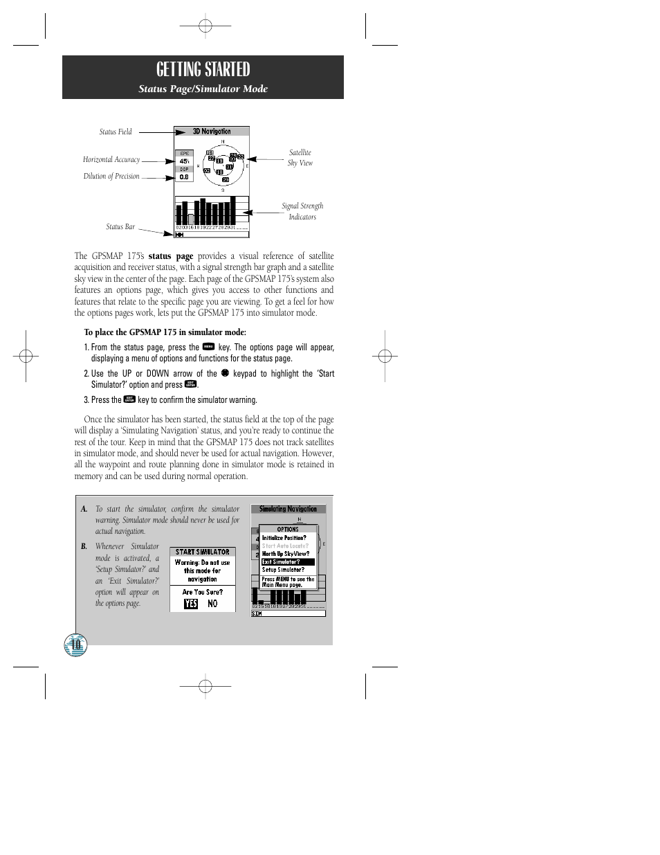 Getting started | Garmin GPSMAP 175 User Manual | Page 14 / 100