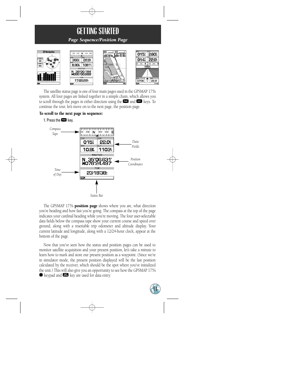 Getting started | Garmin GPSMAP 175 User Manual | Page 15 / 100