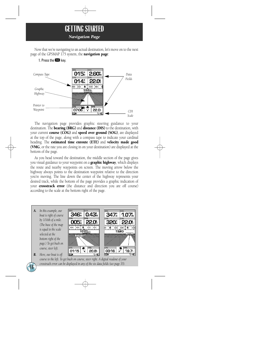 Getting started | Garmin GPSMAP 175 User Manual | Page 22 / 100