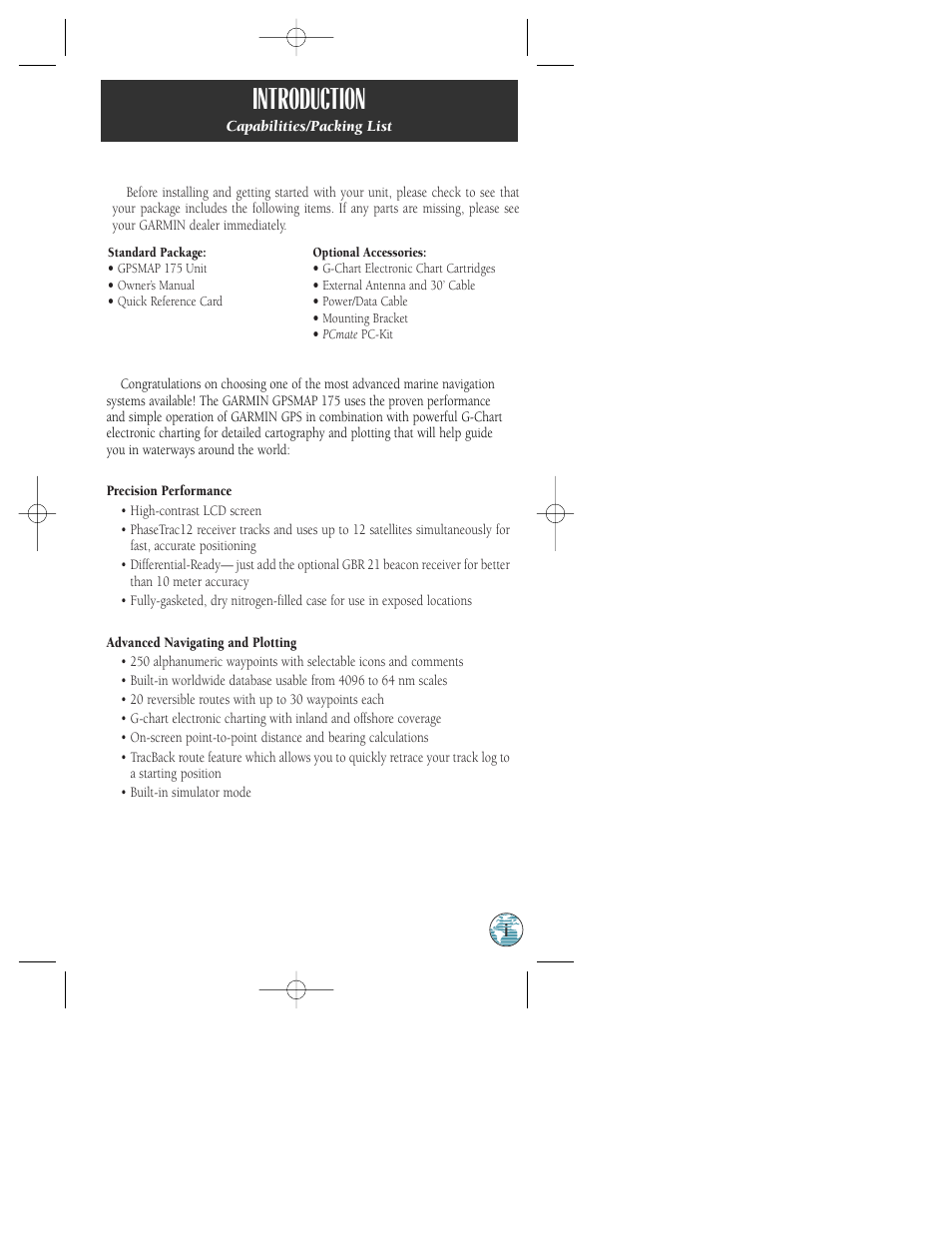 Introduction | Garmin GPSMAP 175 User Manual | Page 3 / 100