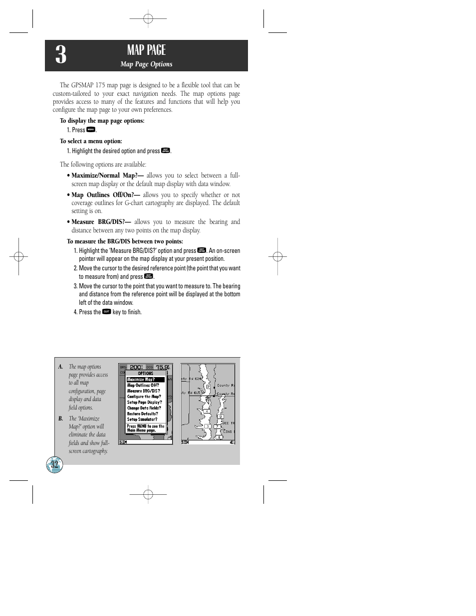 Map page | Garmin GPSMAP 175 User Manual | Page 36 / 100