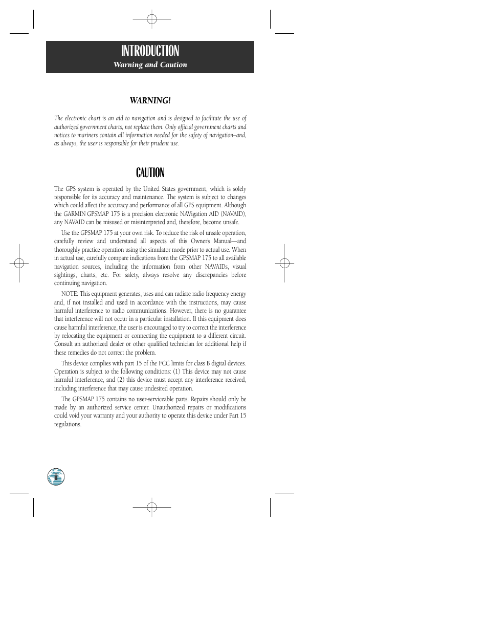 Introduction, Caution | Garmin GPSMAP 175 User Manual | Page 4 / 100