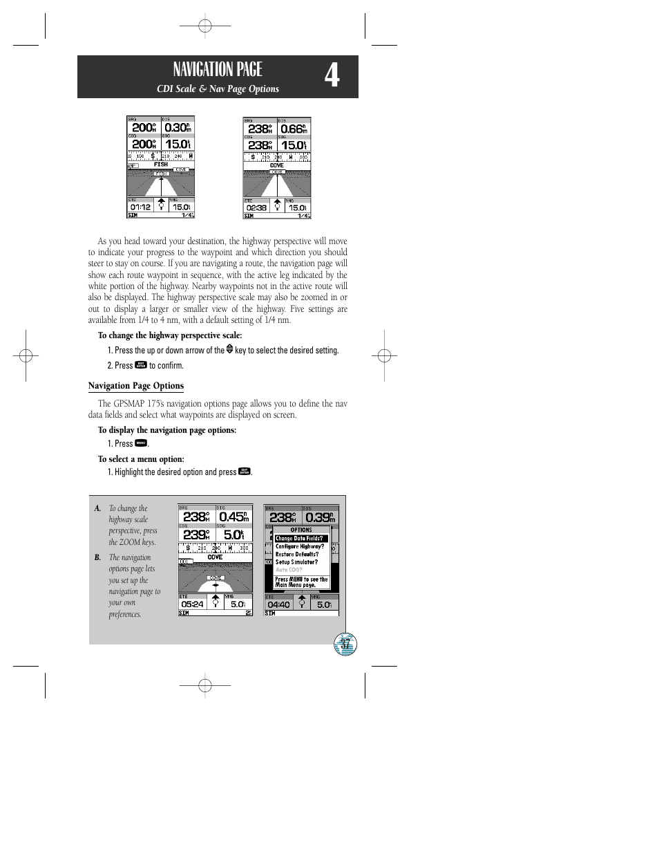 Navigation page | Garmin GPSMAP 175 User Manual | Page 41 / 100