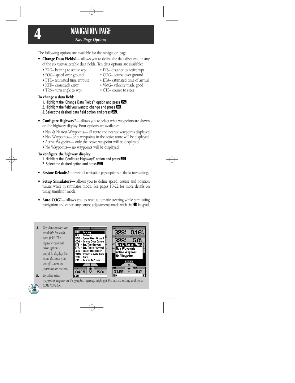 Navigation page | Garmin GPSMAP 175 User Manual | Page 42 / 100