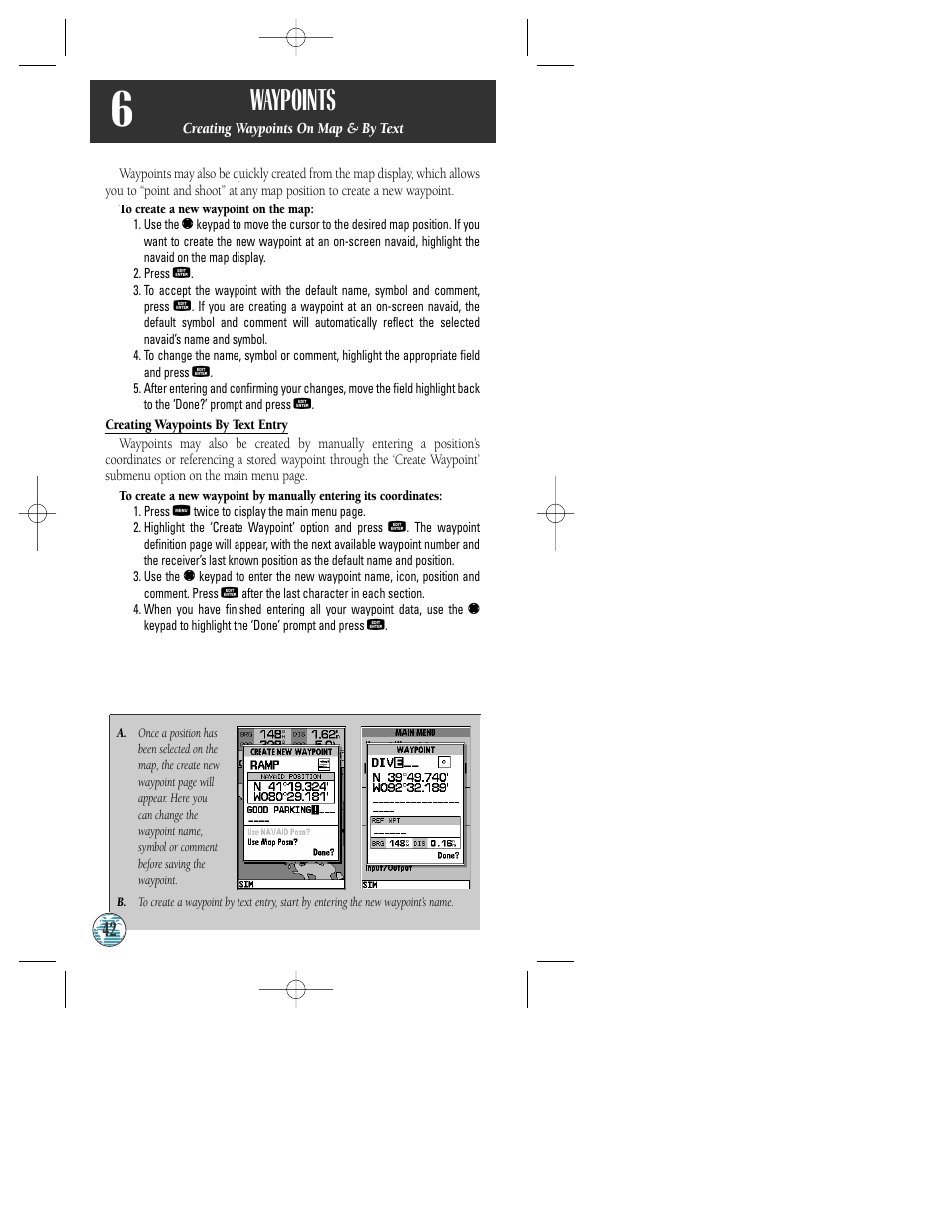 Waypoints | Garmin GPSMAP 175 User Manual | Page 46 / 100