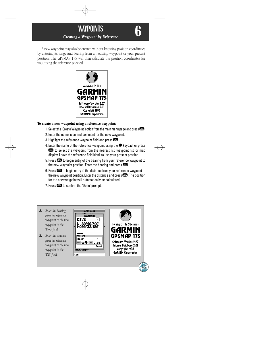 Waypoints | Garmin GPSMAP 175 User Manual | Page 47 / 100