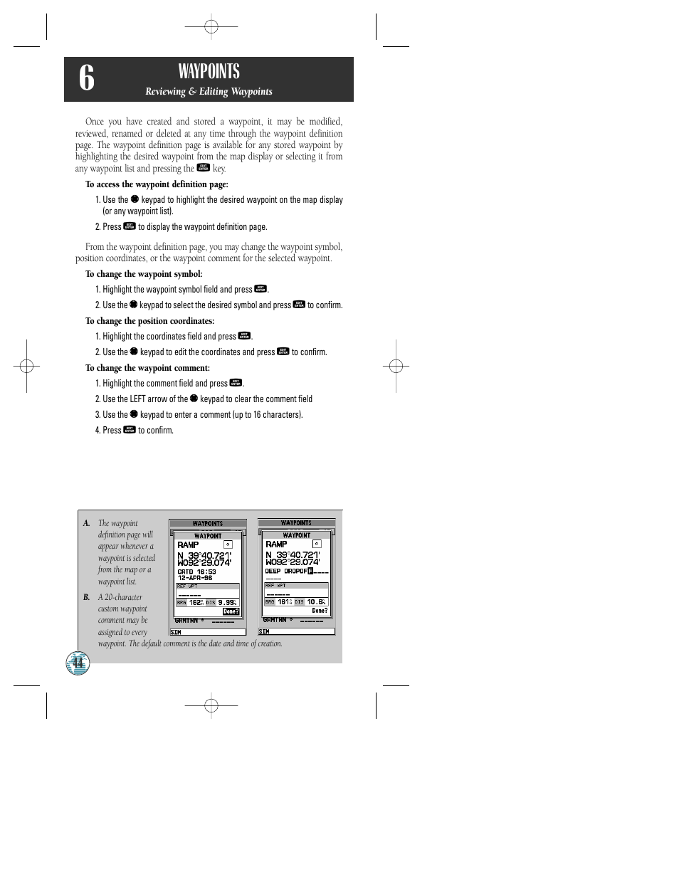 Waypoints | Garmin GPSMAP 175 User Manual | Page 48 / 100