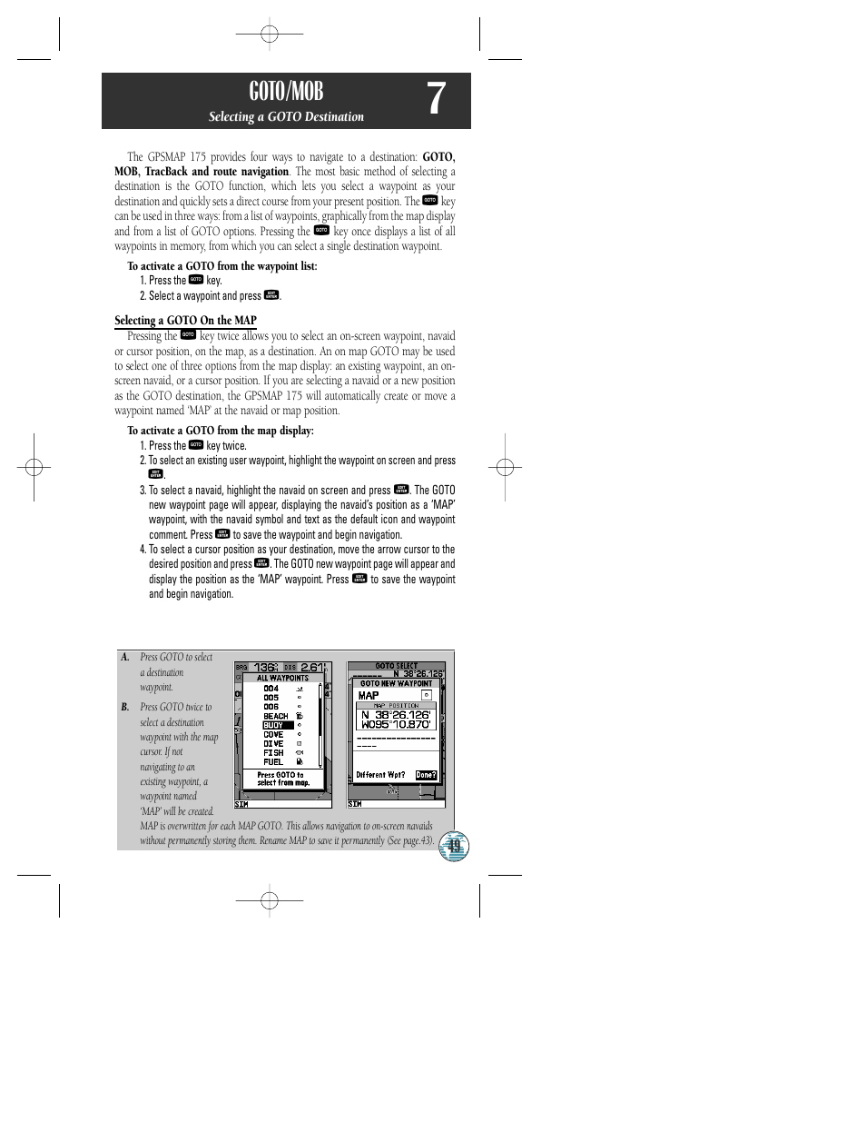 Goto/mob | Garmin GPSMAP 175 User Manual | Page 53 / 100