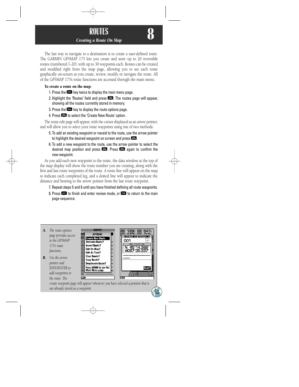 Routes | Garmin GPSMAP 175 User Manual | Page 57 / 100