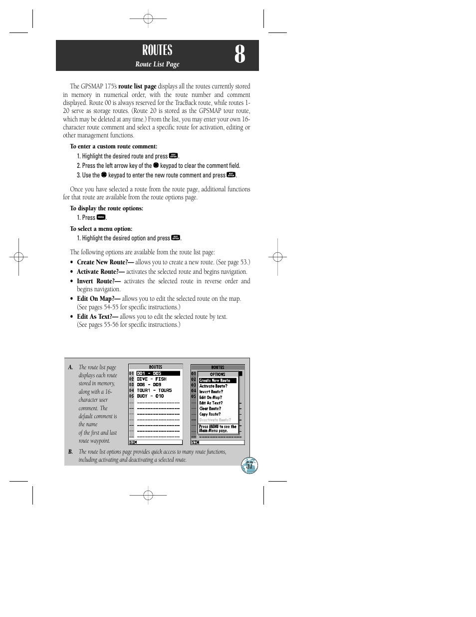 Routes | Garmin GPSMAP 175 User Manual | Page 61 / 100