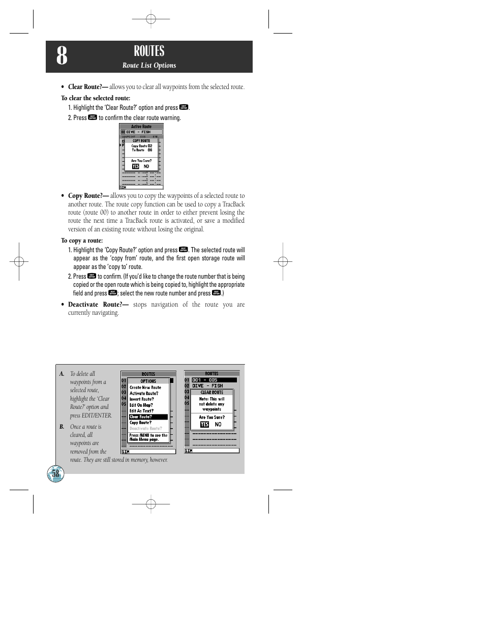 Routes | Garmin GPSMAP 175 User Manual | Page 62 / 100