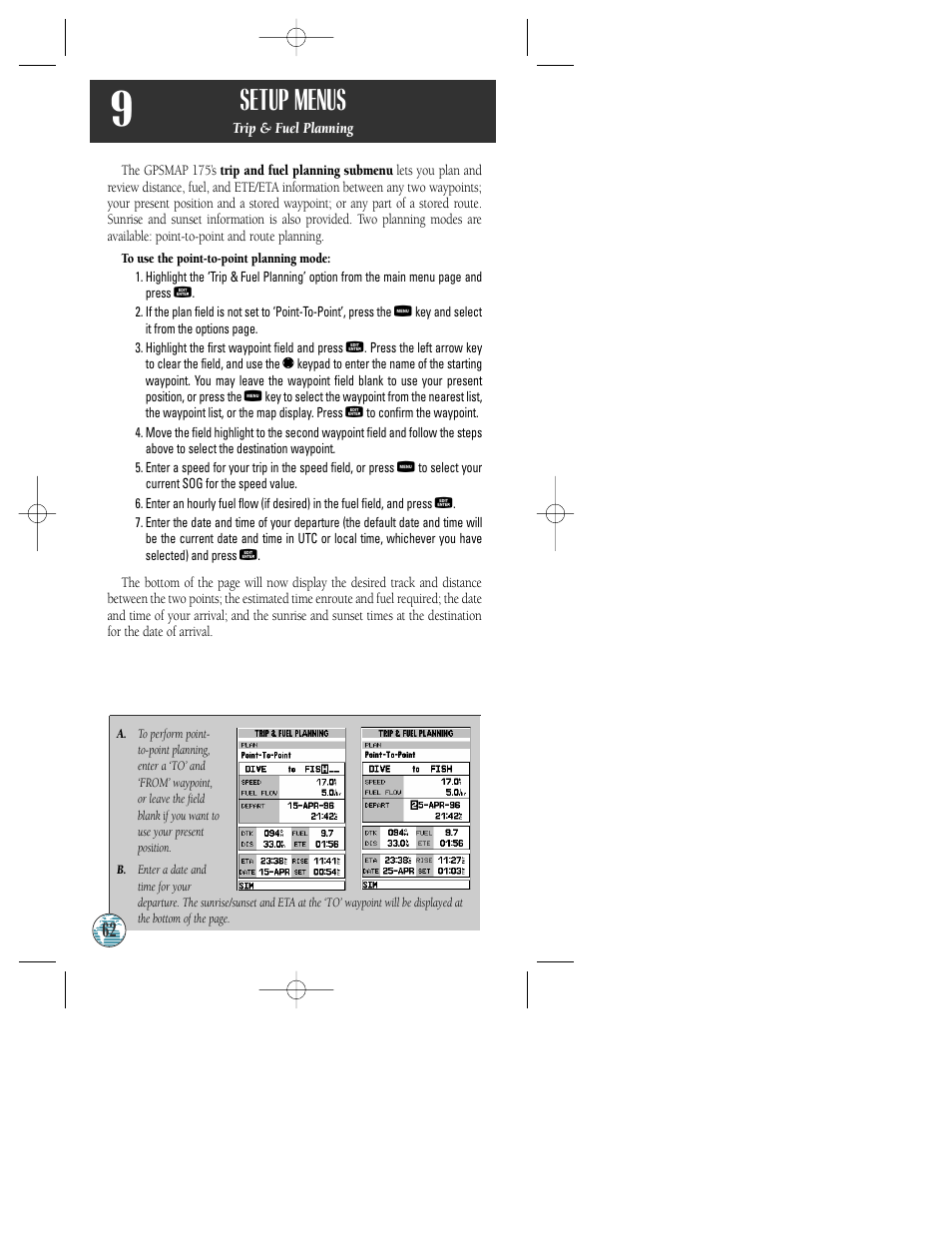 Setup menus | Garmin GPSMAP 175 User Manual | Page 66 / 100