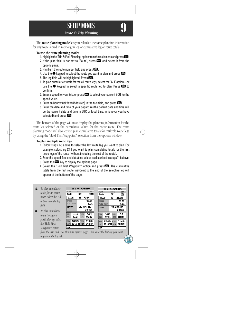 Setup menus | Garmin GPSMAP 175 User Manual | Page 67 / 100