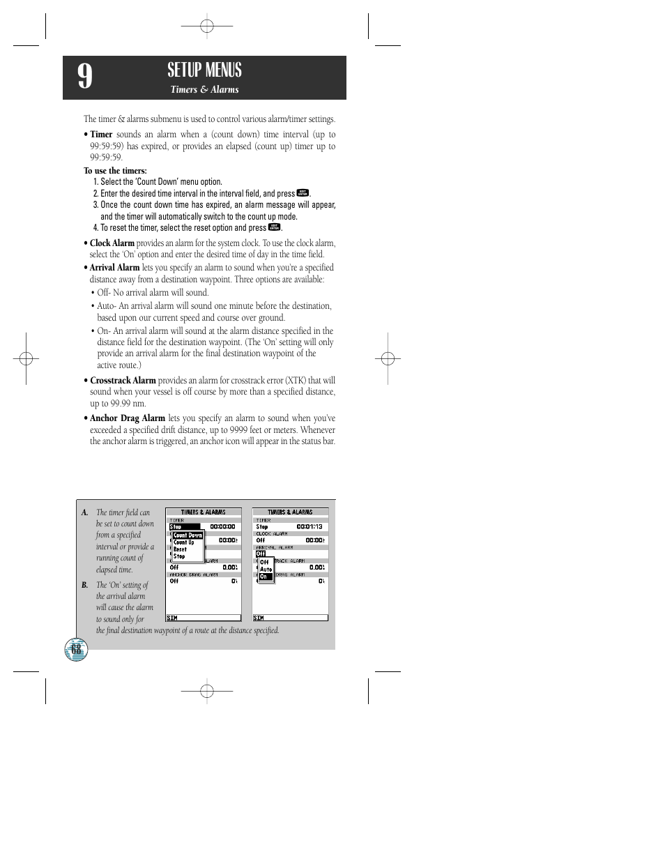 Setup menus | Garmin GPSMAP 175 User Manual | Page 72 / 100