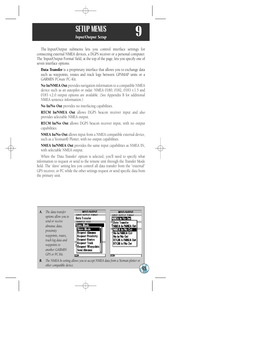 Setup menus | Garmin GPSMAP 175 User Manual | Page 73 / 100